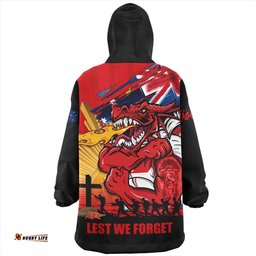 St. George Illawarra Dragons Fearless ANZAC Defender Wearable Blanket Hoodie Aussie Oodie