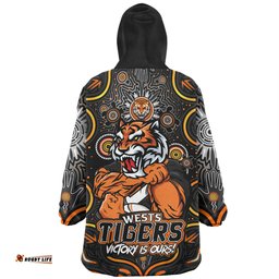 Wests Tigers Aboriginal Pattern Inspired Victory Is Ours Wearable Blanket Hoodie Aussie Oodie