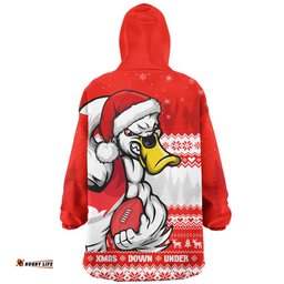 Sydney Swans Merry Christmas Down Under Footy Power Style Wearable Blanket Hoodie Aussie Oodie