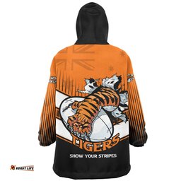 Wests Tigers Wests Tigers Mascot With Australia Flag Wearable Blanket Hoodie Aussie Oodie