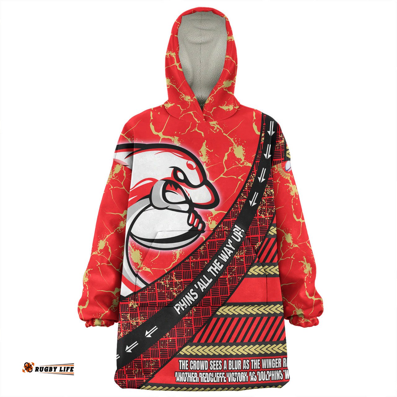 Redcliffe Dolphins Theme Song For Rugby With Sporty Style Wearable Blanket Hoodie Aussie Oodie
