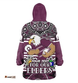 Manly Warringah Sea Eagles Custom Manly Warringah Sea Eagles For Our Elders Wearable Blanket Hoodie Aussie Oodie