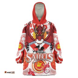 St. George Illawarra Dragons Custom Saints With Aboriginal Inspired Dot Art Wearable Blanket Hoodie Aussie Oodie
