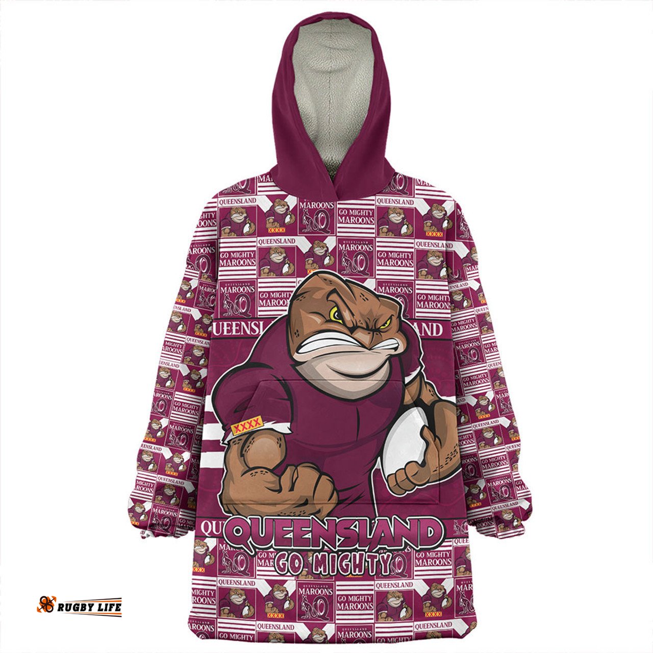 Queensland Maroons Champions Pride Comic Style Wearable Blanket Hoodie Aussie Oodie