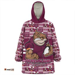 Queensland Maroons Champions Pride Comic Style Wearable Blanket Hoodie Aussie Oodie