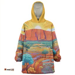 Urulu Travelling Urulu Mountain Oil Painting Art Wearable Blanket Hoodie Aussie Oodie