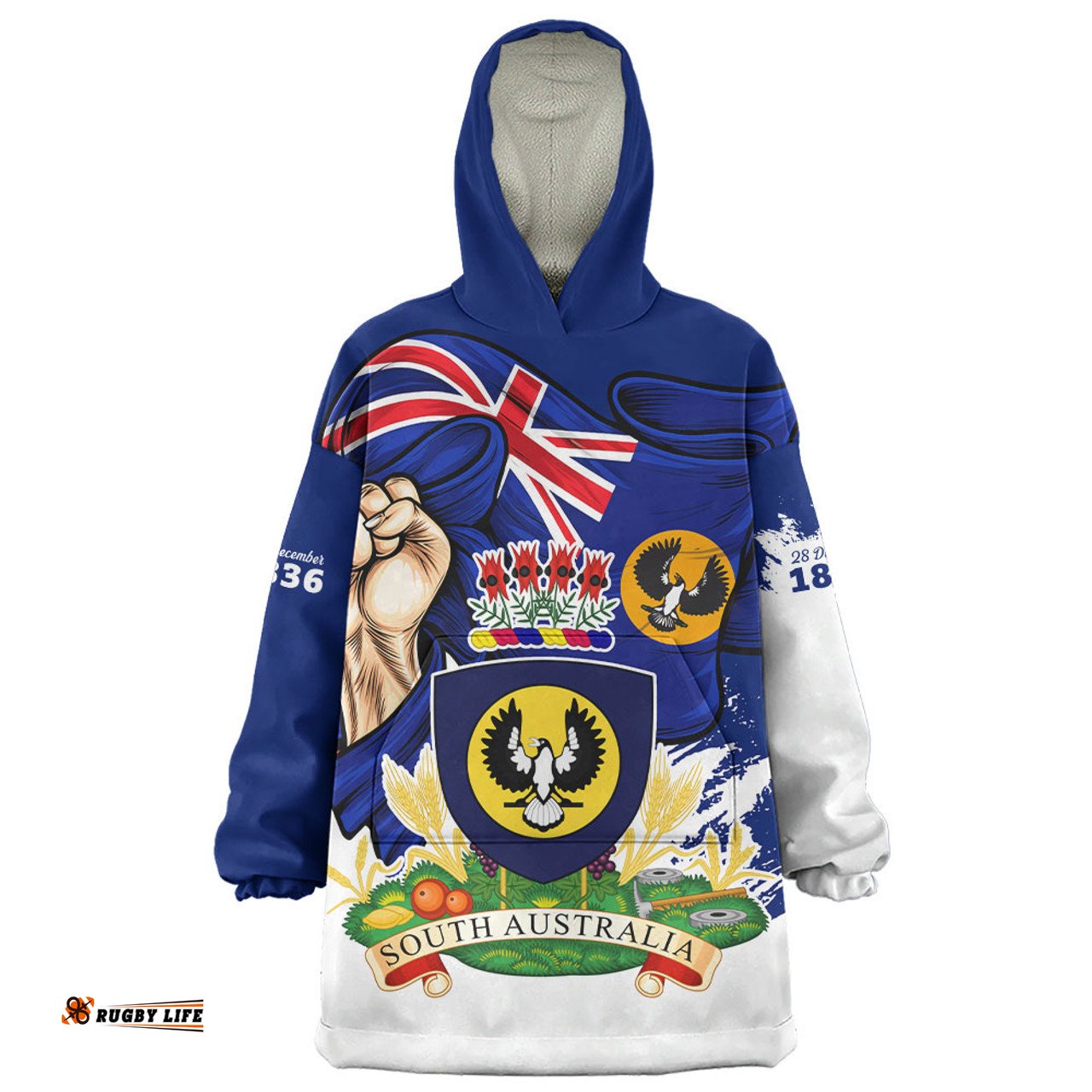 South Australia Power Pride And Heritage Crest Wearable Blanket Hoodie Aussie Oodie