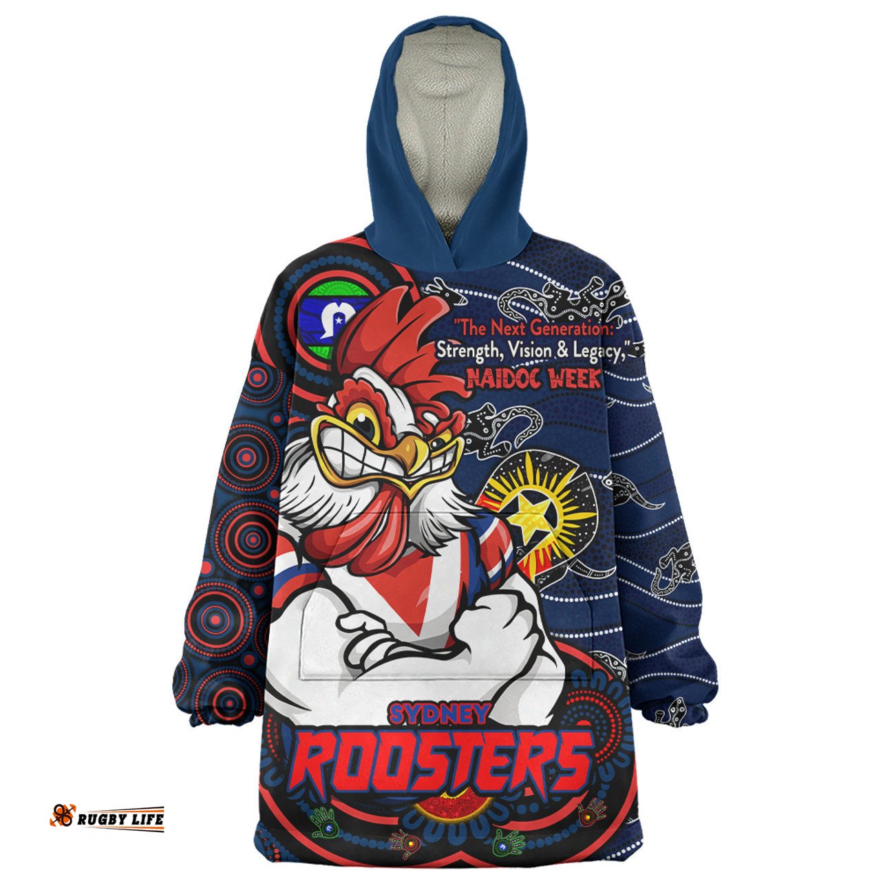 Sydney Roosters Spirit Of NAIDOC Series Wearable Blanket Hoodie Aussie Oodie