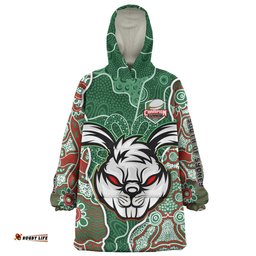 South Sydney Rabbitohs Grand Final Custom Custom Rabbitohs With Contemporary Style Of Aboriginal Painting Wearable Blanket Hoodie Aussie Oodie