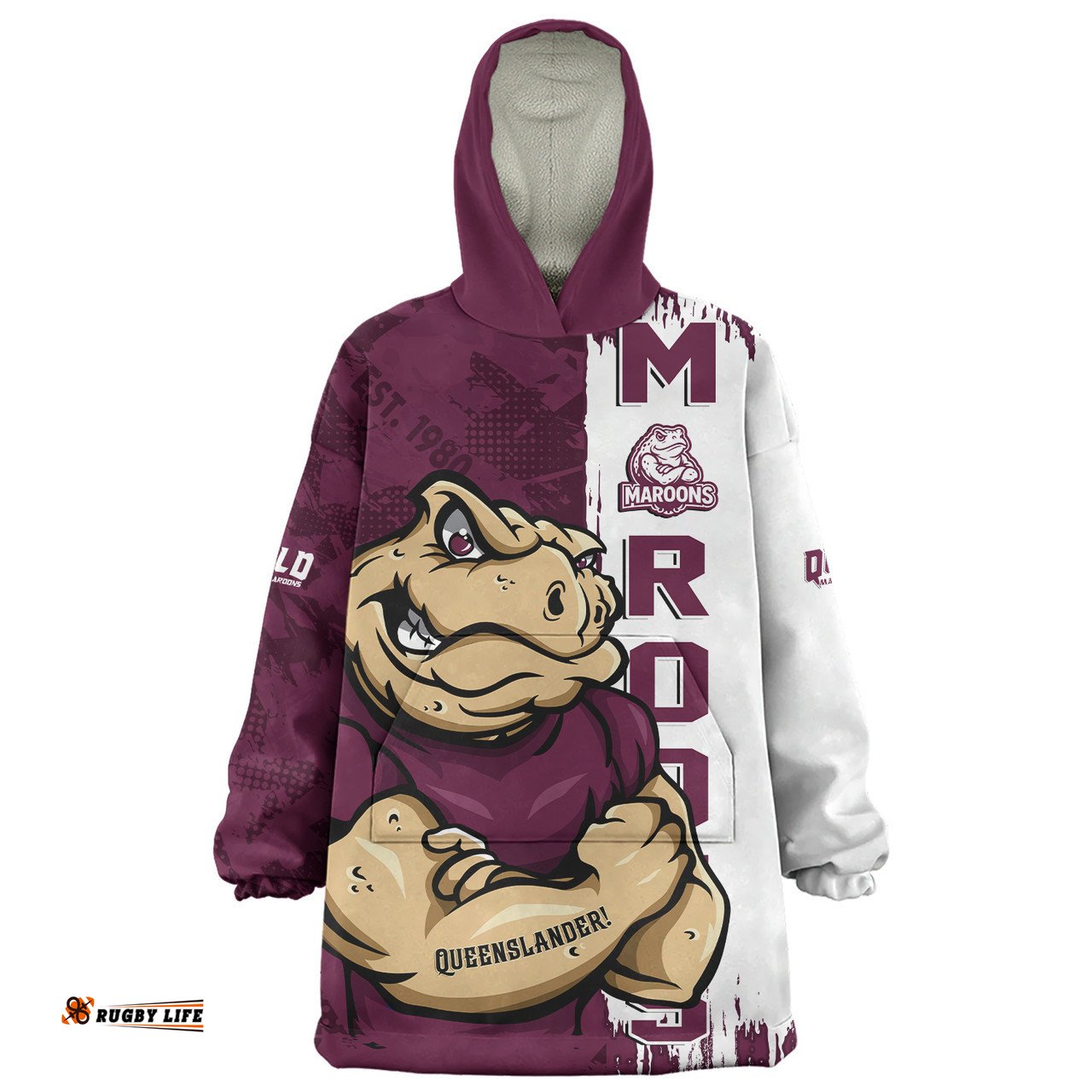 Queensland Maroons Queenslander Spirit Maroons Legacy Wearable Blanket Hoodie Aussie Oodie