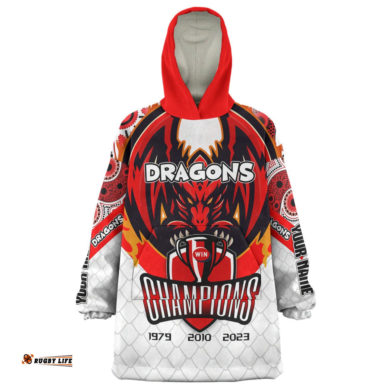 St. George Illawarra Dragons Custom Talent Win Games But Teamwork And Intelligence Win Championships With Aboriginal Style Wearable Blanket Hoodie Aussie Oodie