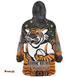 Wests Tigers Custom Custom With Aboriginal Inspired Style Of Dot Painting Patterns Wearable Blanket Hoodie Aussie Oodie