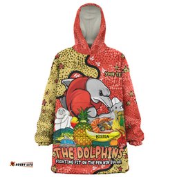Redcliffe Dolphins Custom Australian Big Things Wearable Blanket Hoodie Aussie Oodie