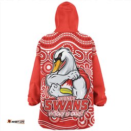 Sydney Swans Aboriginal Inspired Tough Fan Football For Life Wearable Blanket Hoodie Aussie Oodie