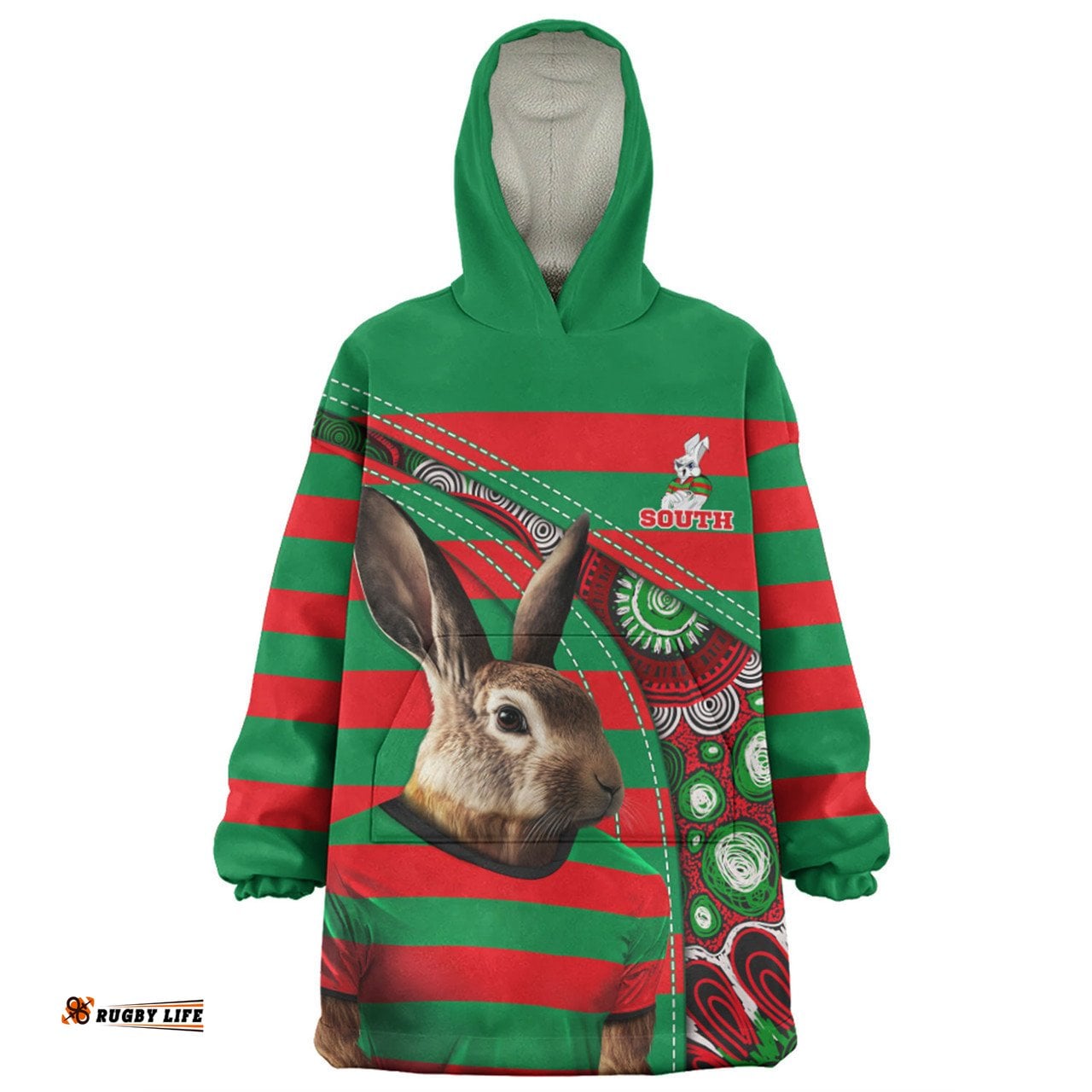 South Sydney Rabbitohs Custom Team Of Us Die Hard Fan Supporters Aboriginal Inspired Wearable Blanket Hoodie Aussie Oodie