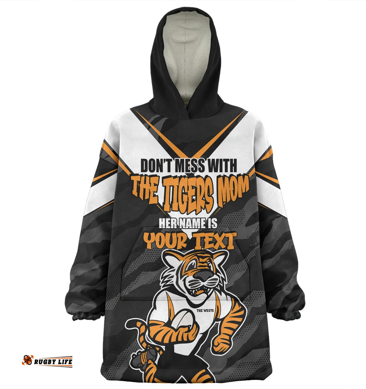 Wests Tigers Mother's Day Screaming Mom and Crazy Fan Wearable Blanket Hoodie Aussie Oodie