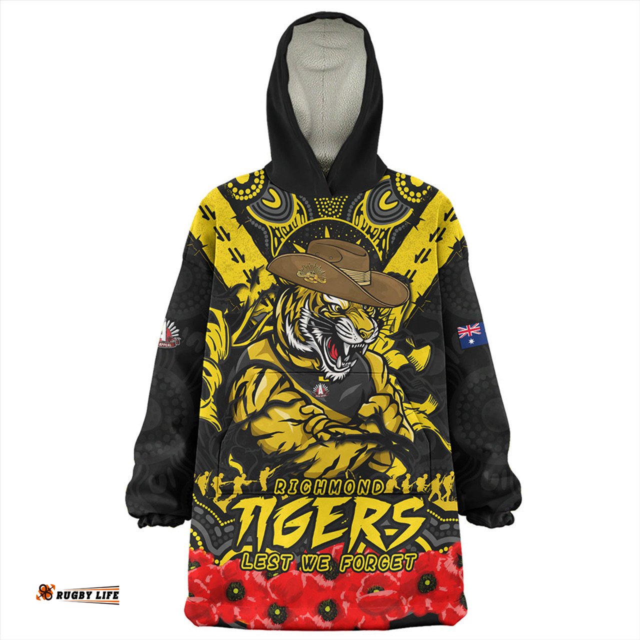 Richmond Ripped Legacy Of The Game The ANZAC Spirit Lives On Wearable Blanket Hoodie Aussie Oodie