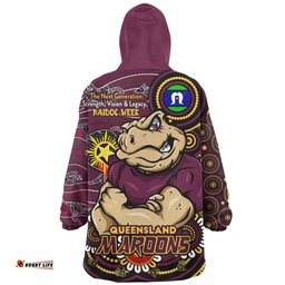 Queensland Maroons Spirit Of NAIDOC Series Wearable Blanket Hoodie Aussie Oodie