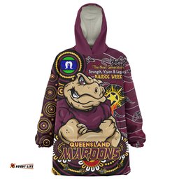 Queensland Maroons Spirit Of NAIDOC Series Wearable Blanket Hoodie Aussie Oodie