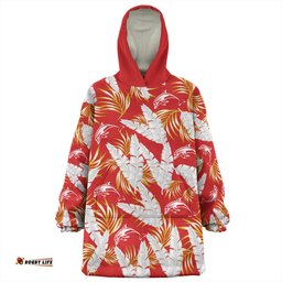 Redcliffe Dolphins Custom Tropical Patterns Redcliffe Dolphins Wearable Blanket Hoodie Aussie Oodie