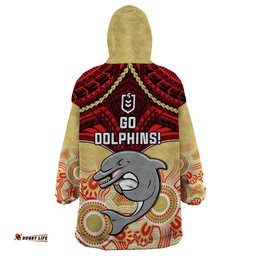 dolphins rugby wearable blanket hoodie aboriginal mix polynesian pattern