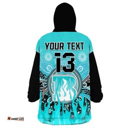 custom text and number brisbane heat wearable blanket hoodie aboriginal dot fire australia cricket