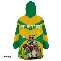 personalised australia boxing kangaroo wearable blanket hoodie aussie pride national color