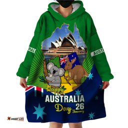 australia day wearable blanket hoodie 2024 proud to be australian national color