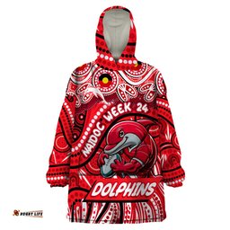 custom australia naidoc week 2024 wearable blanket hoodie dolphins mascot keep the fire burning dt02