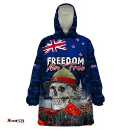 new zealand anzac day wearable blanket hoodie freedom aint free lt05