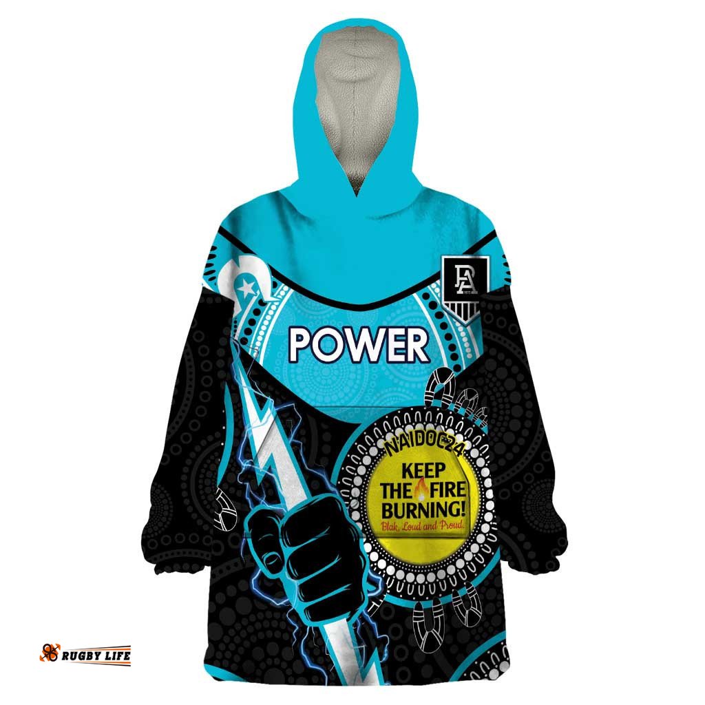 custom afl power naidoc week wearable blanket hoodie keep the fire burning indigenous art