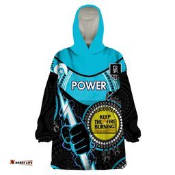 custom afl power naidoc week wearable blanket hoodie keep the fire burning indigenous art
