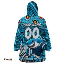 custom australia naidoc week 2024 wearable blanket hoodie sharks mascot keep the fire burning dt02