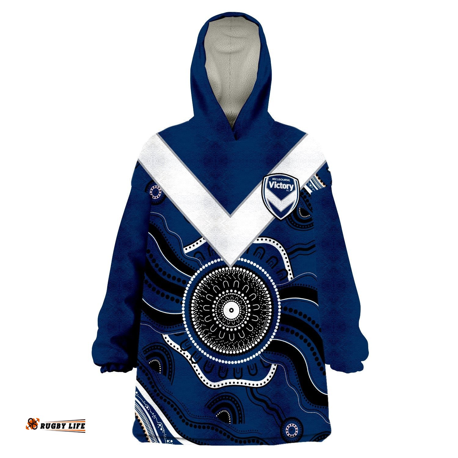 melbourne victory football wearable blanket hoodie indigenous style