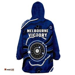 melbourne victory football wearable blanket hoodie indigenous style