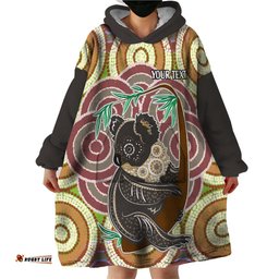 personalised australia koala wearable blanket hoodie aboriginal