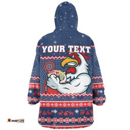 Sydney Roosters Christmas Custom Snug Hoodie - Ugly Xmas And Aboriginal Patterns For Die Hard Fan Snug Hoodie