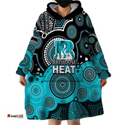 custom text and number brisbane heat bbl wearable blanket hoodie aboriginal patterns
