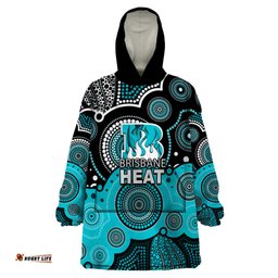 custom text and number brisbane heat bbl wearable blanket hoodie aboriginal patterns