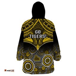 richmond football wearable blanket hoodie tigers aboriginal mix polynesian pattern