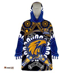 custom personalised west coast eagles wearable blanket hoodie boomerang indigenous dots