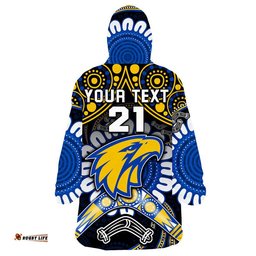custom personalised west coast eagles wearable blanket hoodie boomerang indigenous dots