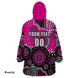 custom text and number sixers bbl wearable blanket hoodie aboriginal patterns pink version