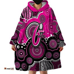 custom text and number sixers bbl wearable blanket hoodie aboriginal patterns pink version
