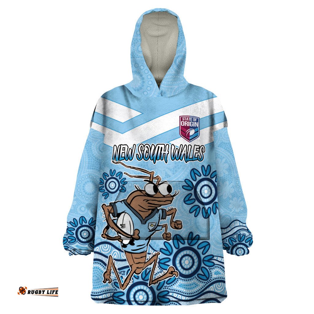 custom nsw blues cockroach blooded aboriginal inspired wearable blanket hoodie