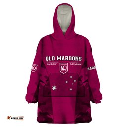 qld rugby wearable blanket hoodie go maroons camouflage sporty style