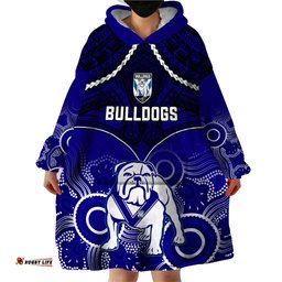 bulldogs rugby wearable blanket hoodie go doggies aboriginal mix polynesian pattern