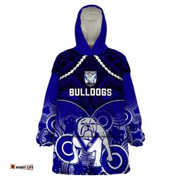 bulldogs rugby wearable blanket hoodie go doggies aboriginal mix polynesian pattern