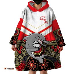custom text and number dolphins rugby wearable blanket hoodie indigenous dynamic version