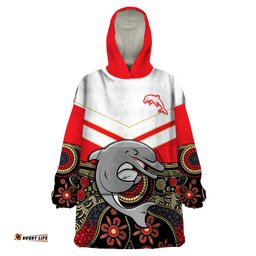 custom text and number dolphins rugby wearable blanket hoodie indigenous dynamic version